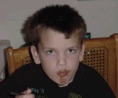 Dax with chocolate milk on his face